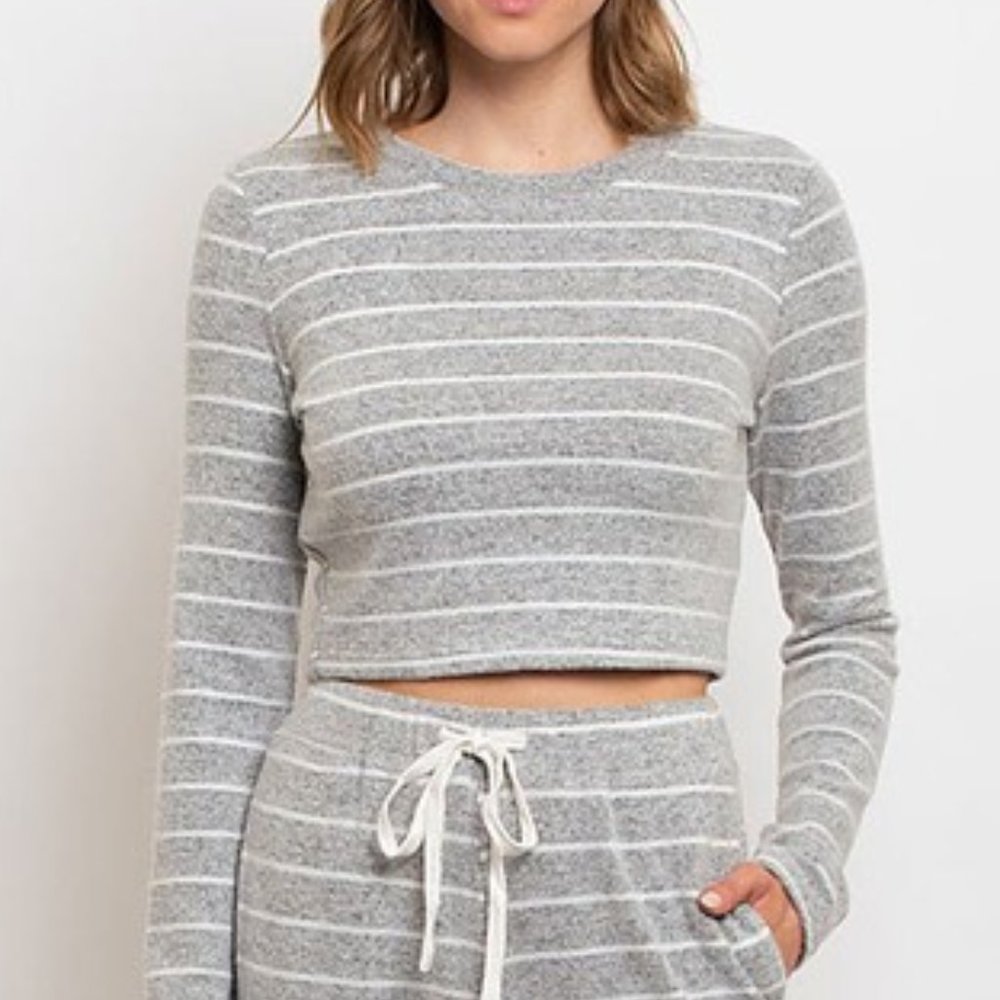 GRAY STRIPED LOUNGE SET - Picture 2 of 4